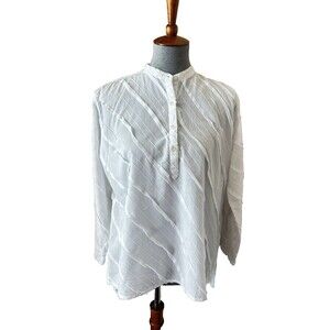 Sundance Women's Size Small White Textural Pullover Snow Cloud Long Sleeve Top